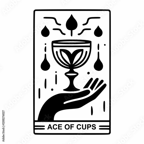 Modern Black and White Ace of Cups Art
