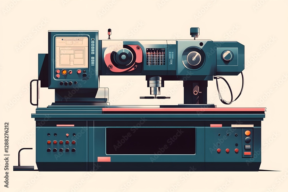 Industrial Machine, Teal Control Panel Industrial Machine, Teal Control Panel