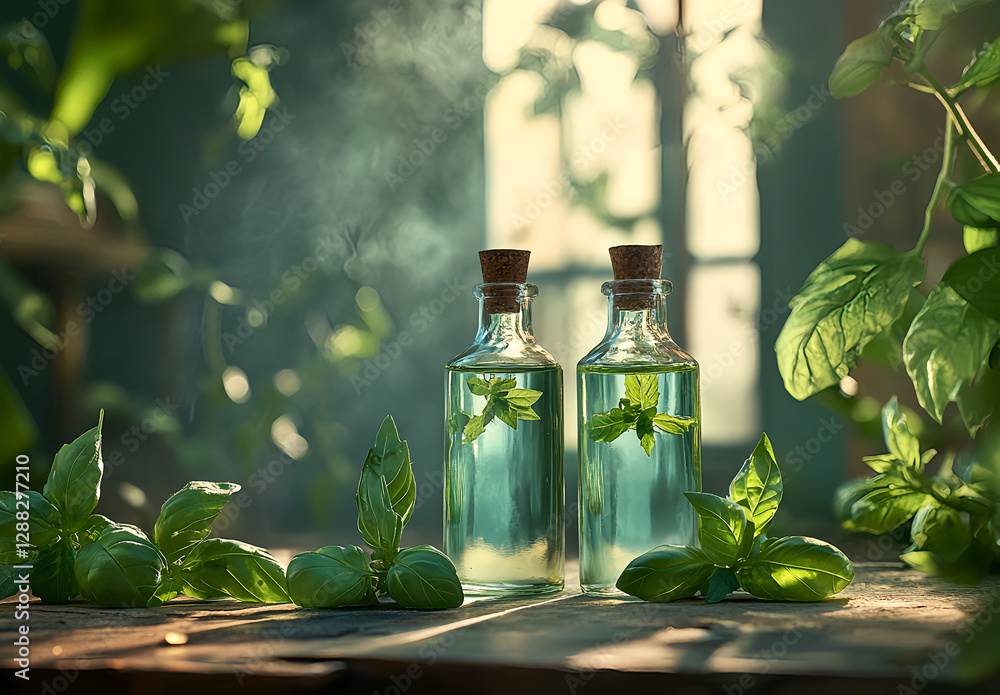 Basil Essential Oil in Glass Bottles Basil Essential Oil in Glass Bottles