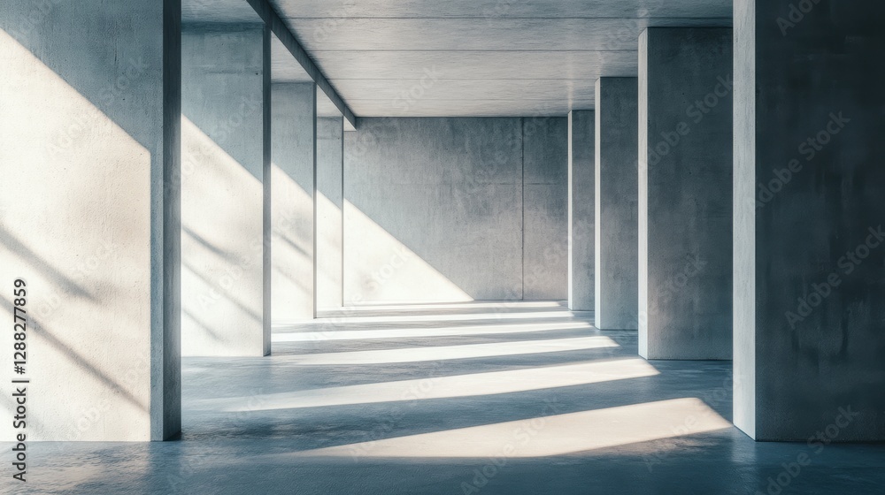 Obraz premium Modern minimalist interior with natural light and shadows
