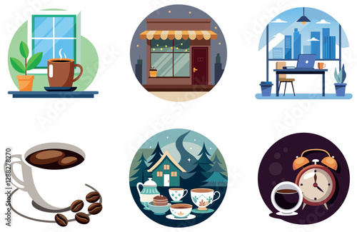 Smiling Barista Coffee Bundle.  A Happy Customer Collection Stickers