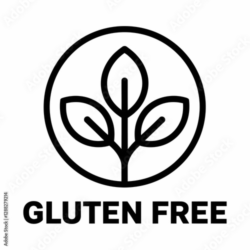 GlutenFree Food Label Design Three Leaves Circle Symbol