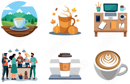 Delicious Iced Coffee Bundle. Creamy Caramel Swirl Collection Stickers