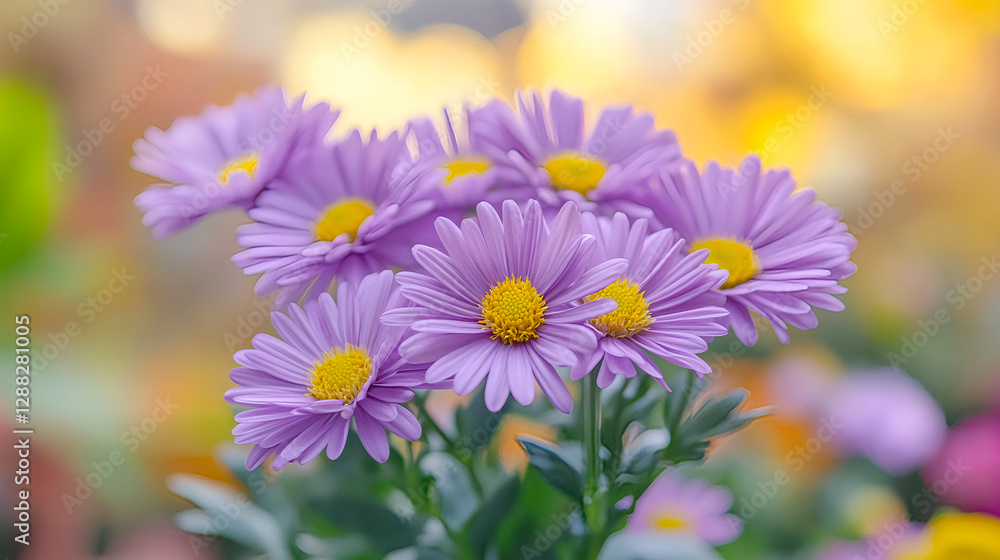 Purple Daisy Flowers in Soft Focus Purple Daisy Flowers in Soft Focus