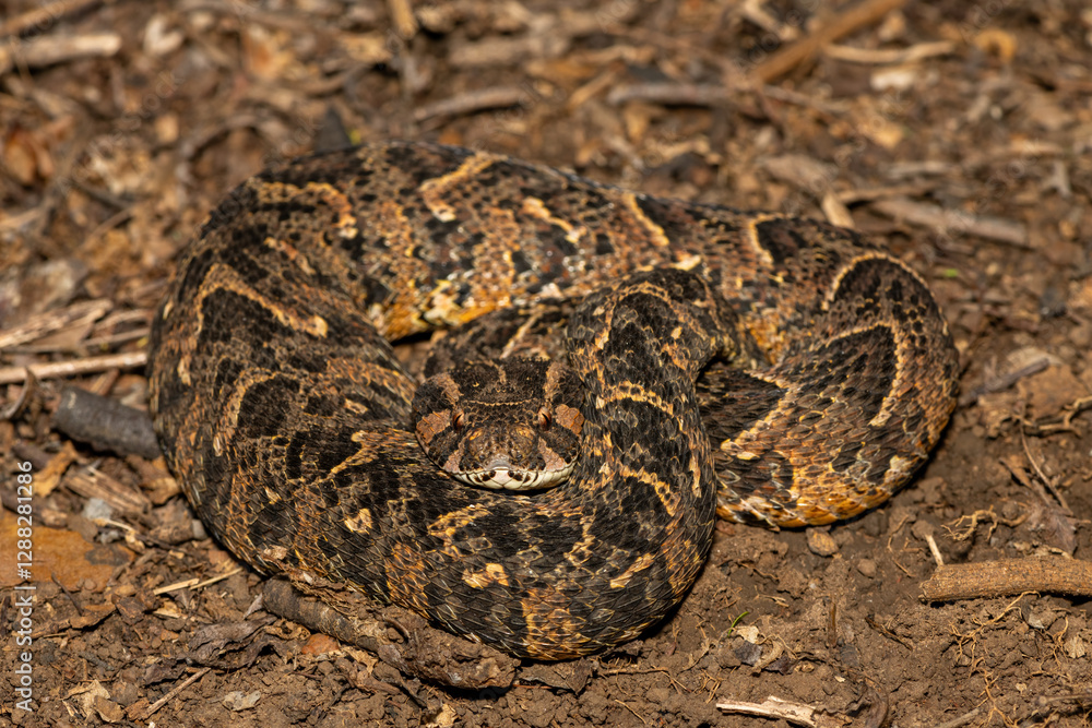Beautiful camouflage of the potently cytotoxic Puff Adder (Bitis arietans), in the wild Beautiful camouflage of the potently cytotoxic Puff Adder (Bitis arietans), in the wild