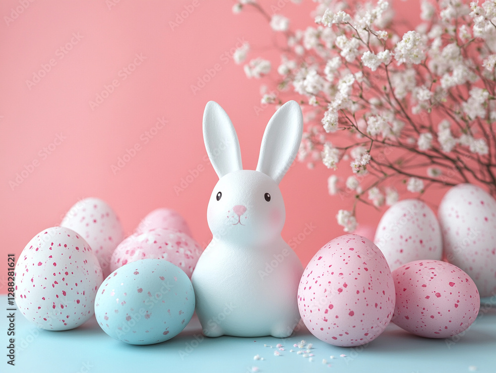 Celebrate Easter with colorful eggs and a cute bunny Celebrate Easter with colorful eggs and a cute bunny