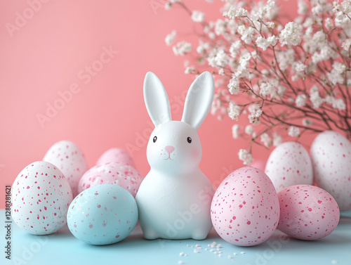 Celebrate Easter with colorful eggs and a cute bunny