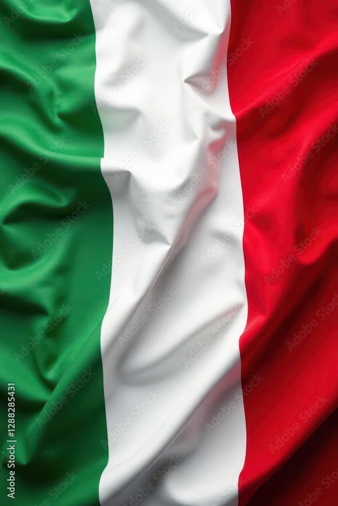 Fototapeta premium Italian flag, subtle folds, rich color saturation , texture, color