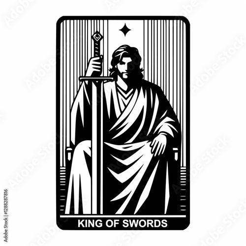 Minimalist King of Swords Illustration