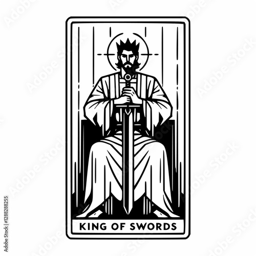 Sword-Wielding King Tarot Card Artwork