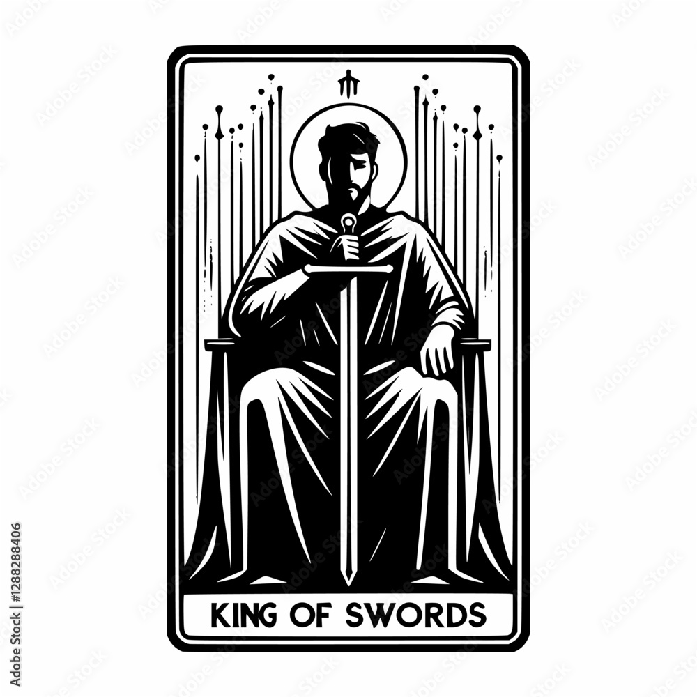 Fototapeta premium Tarot King of Swords with Diagonal Lines