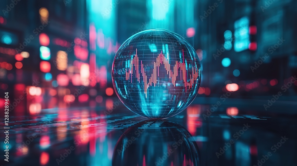 investor prediction, forecasting, stock market chart with candlestick in the crystal globe. ,8k image investor prediction, forecasting, stock market chart with candlestick in the crystal globe. ,8k image