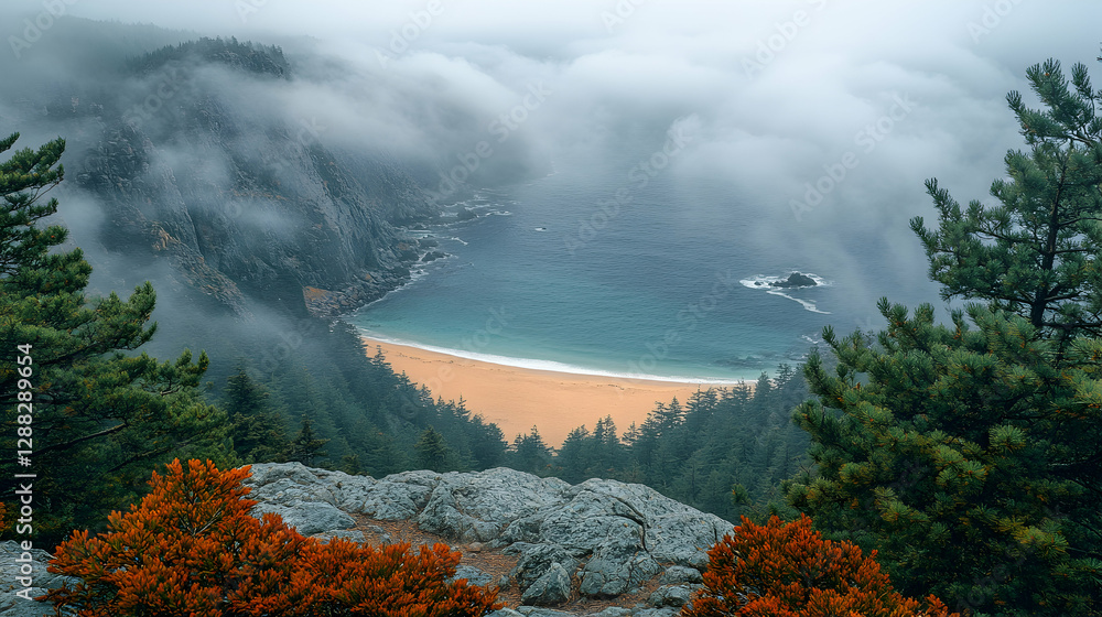 Fototapeta premium Coastal Foggy Mountain View
