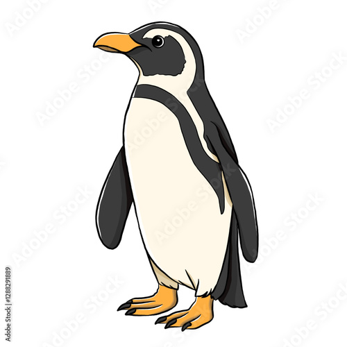 Penguin cartoon, vector illustration, penguin icon isolated on white background.
