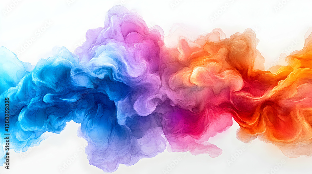 Colorful Ink Flowing on White Colorful Ink Flowing on White