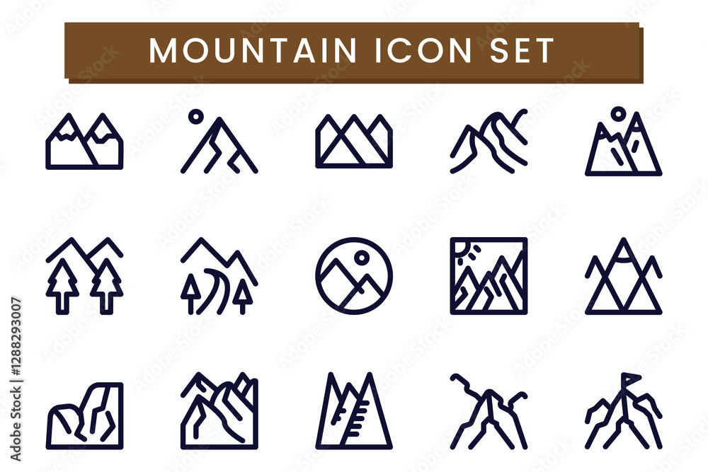 mountain icon set line style for your element design mountain icon set line style for your element design