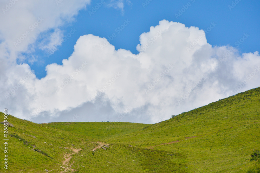 Scenic Green Hills Under a Bright Blue Sky – A Tranquil Nature Escape Scenic Green Hills Under a Bright Blue Sky – A Tranquil Nature Escape