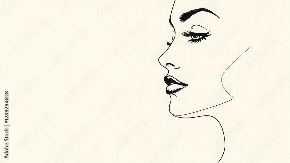 Abstract drawing of a beautiful female face. Minimalistic logo with space for text, tattoo, business card, website, beauty salon, brochure, postcard, magazine, women's day, sketch, logotype, profile Abstract drawing of a beautiful female face. Minimalistic logo with space for text, tattoo, business card, website, beauty salon, brochure, postcard, magazine, women's day, sketch, logotype, profile