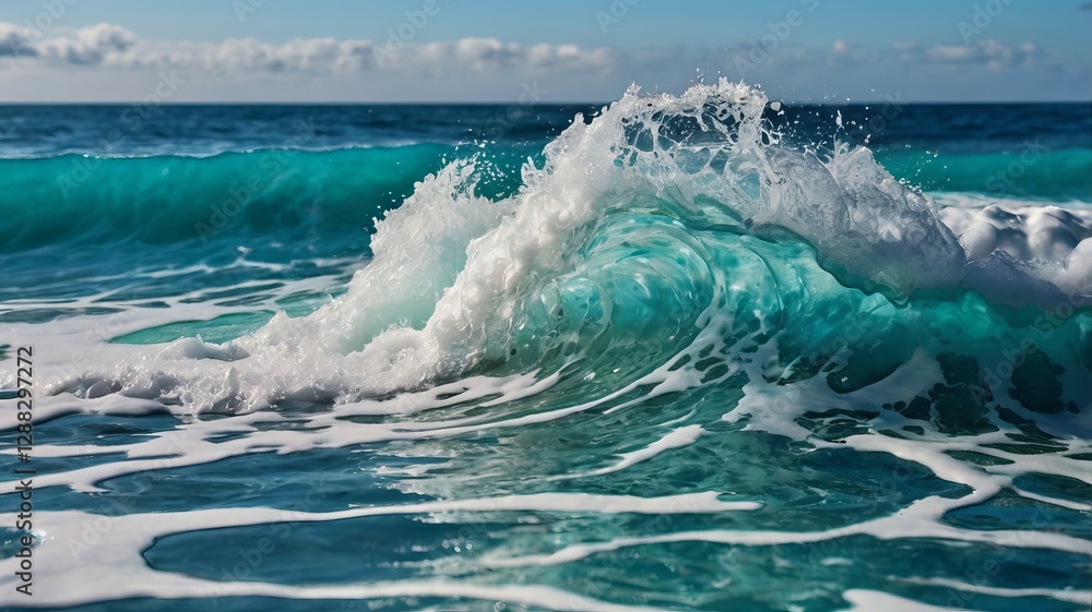 Obraz premium Turquoise Ocean Waves with White Foam Patterns