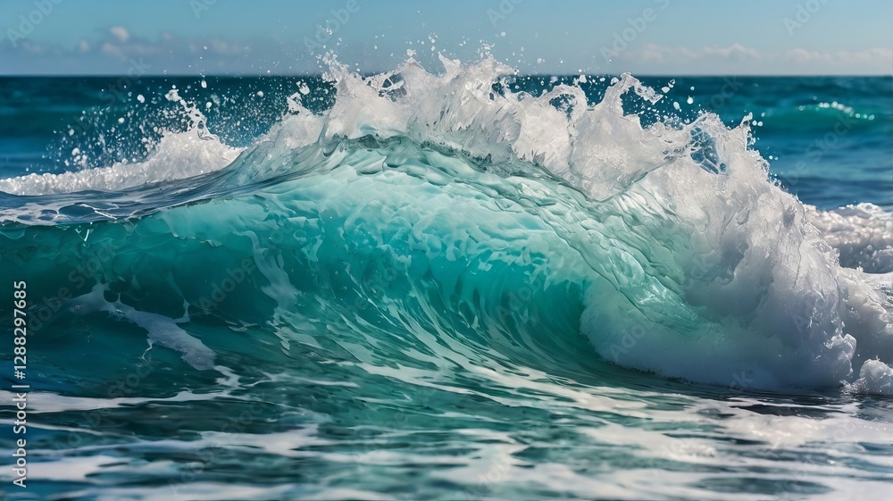 Obraz premium Turquoise Ocean Waves with White Foam Patterns