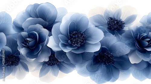 Floral border design, soft blue tones