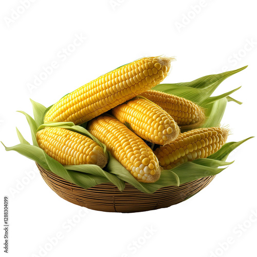 Corn-in-basket,-3D,-studio-light