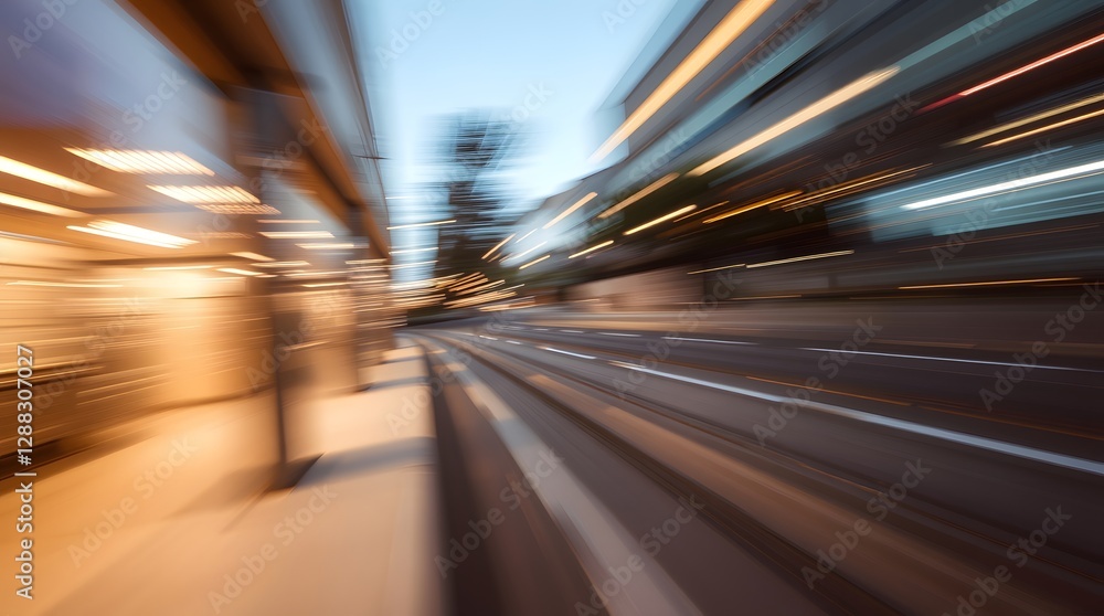 High-speed movement through a residential road High-speed movement through a residential road