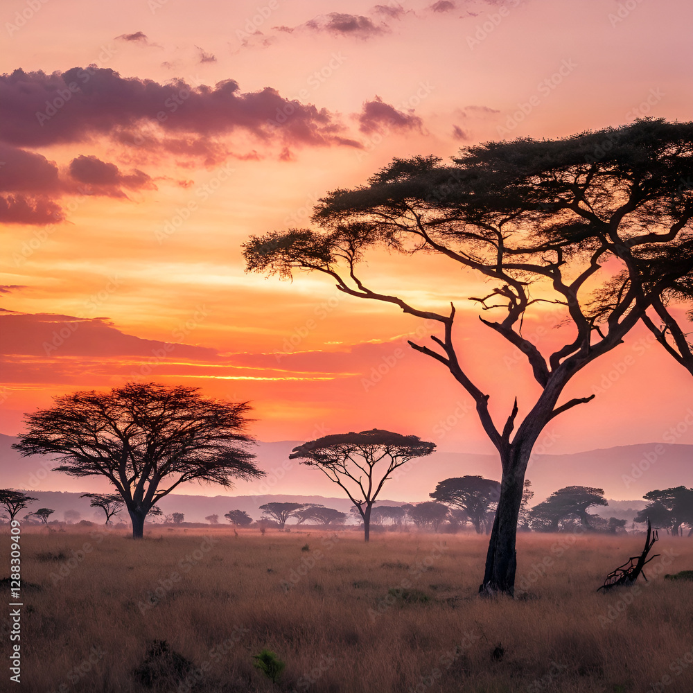 sunset in the serengeti