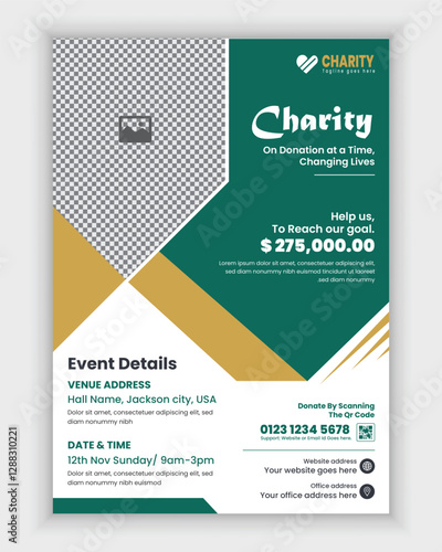 Charity Activities and Donation Event A4 Size Flyer Design Template or Fundraiser Poster Design