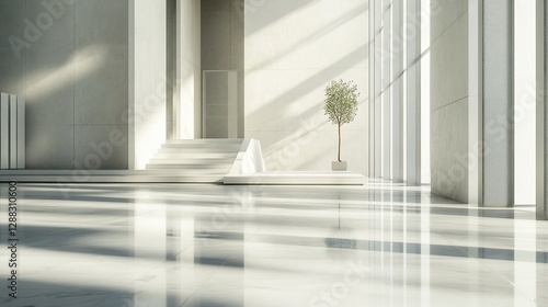 Modern building lobby sunlight interior design