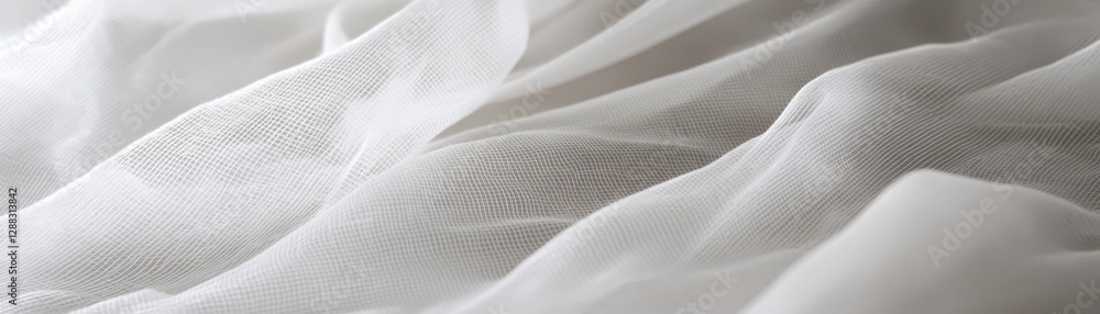 Fine white mesh fabric texture, soft and sophisticated design element Fine white mesh fabric texture, soft and sophisticated design element