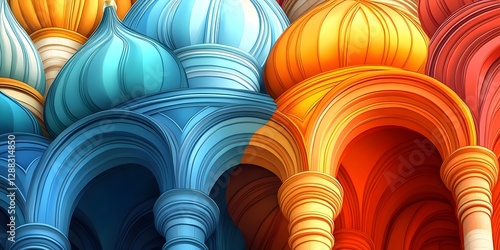 Dramatic Close up of the Architectural Details of the Iconic Cathedral of St Basil the Blessed in Moscow Russia