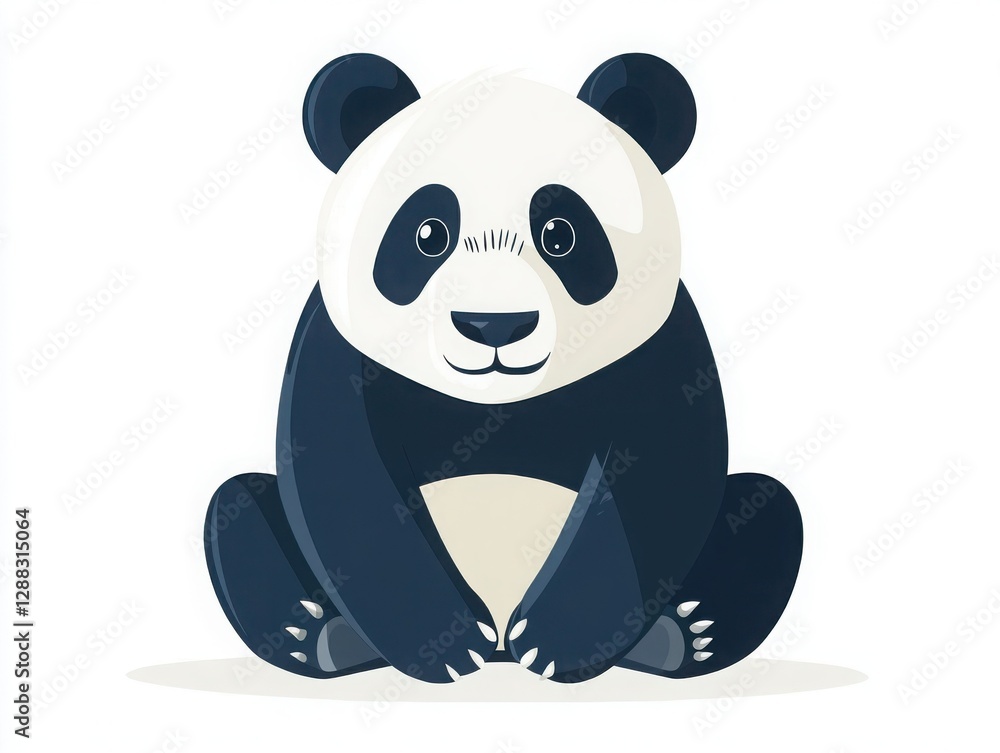 Naklejka premium Cute panda sitting with a friendly expression.