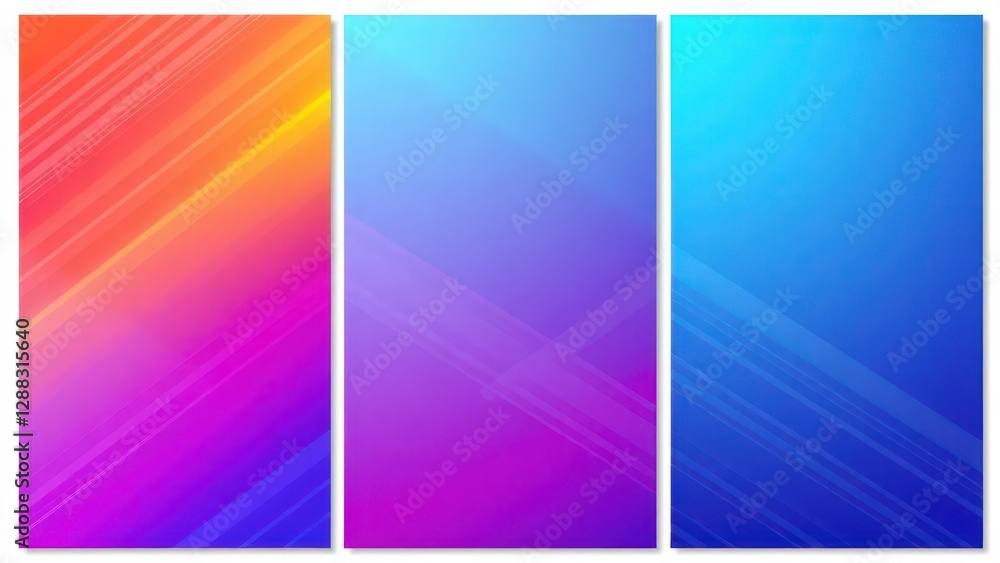 four colorful banners with diagonal lines, gradient and patterns wallpaper