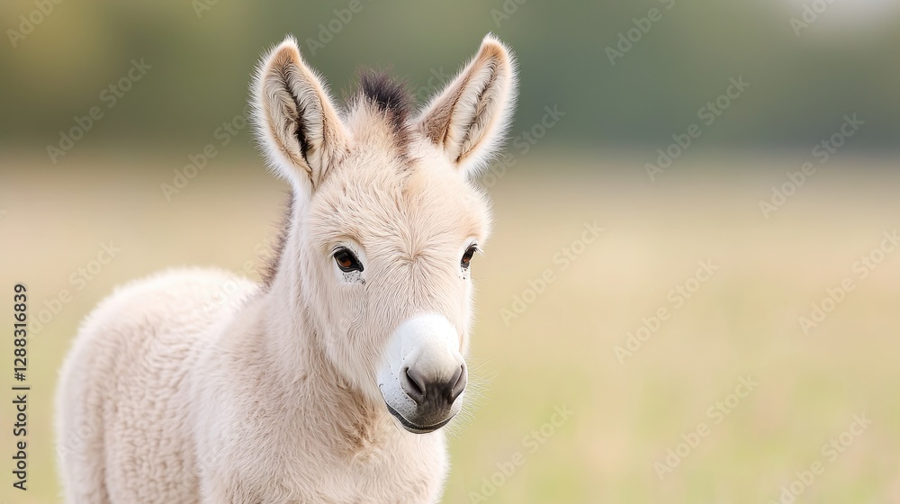 Cream foal portrait, autumn field background, nature Cream foal portrait, autumn field background, nature