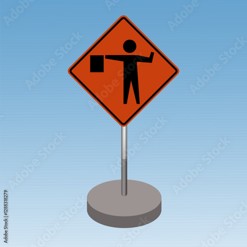 Flagger Ahead Rigid Sign.ilus...
