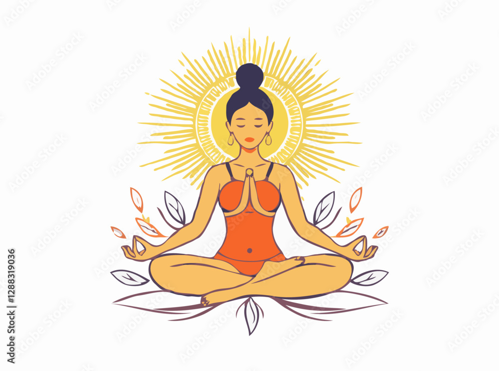 Mindfulness Meditation for Stress Relief Vector Artwork Mindfulness Meditation for Stress Relief Vector Artwork