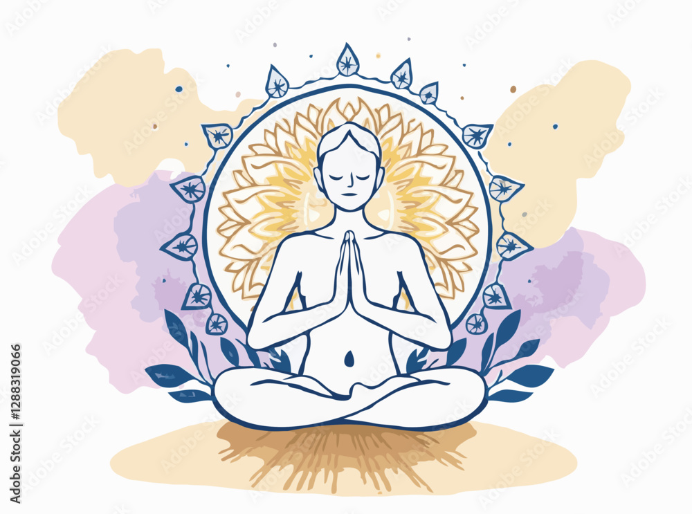 Mindfulness Meditation for Stress Relief Vector Artwork Mindfulness Meditation for Stress Relief Vector Artwork