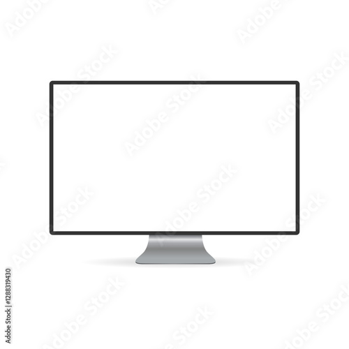 Modern Computer Monitor Vector Illustration with White Screen