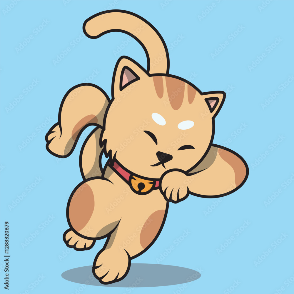 Obraz premium vector cartoon icon of cute cat jumping 
