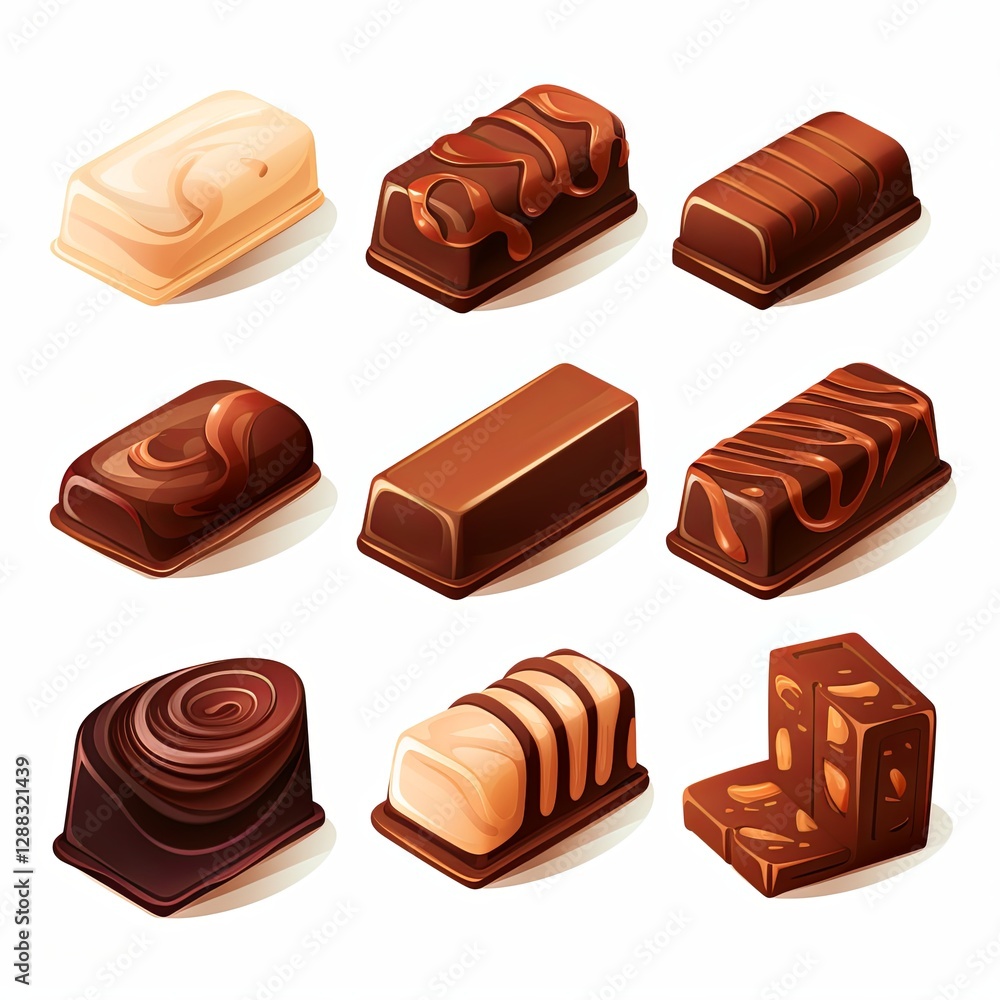 An Exquisite Assortment of Delectable Chocolates Arranged in an Artistic and Tempting Composition An Exquisite Assortment of Delectable Chocolates Arranged in an Artistic and Tempting Composition