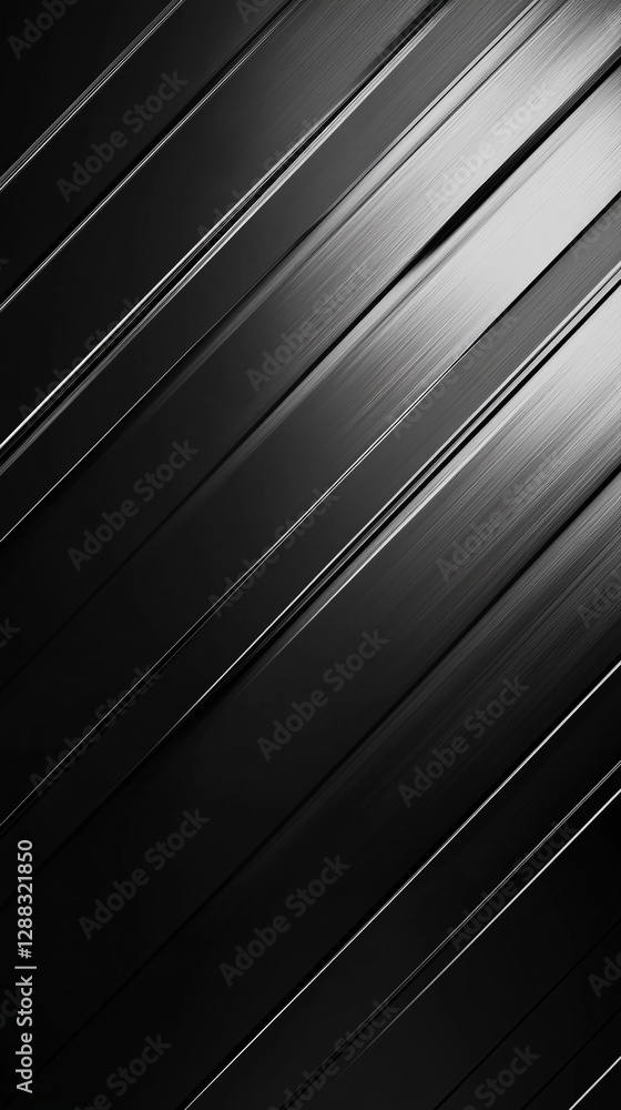 Obraz premium A close-up abstract image featuring sleek black and silver diagonal lines, creating a modern minimalist design that symbolizes elegance, simplicity, and motion.