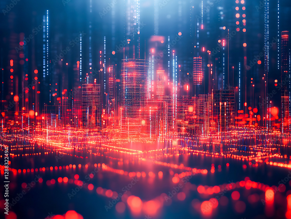 Fototapeta premium Futuristic Data Cityscape