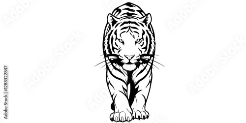vector silhouette of a tiger on a white background .Generative AI