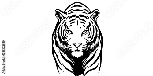 vector silhouette of a tiger on a white background .Generative AI
