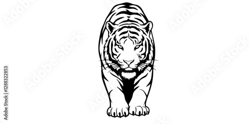 vector silhouette of a tiger on a white background .Generative AI