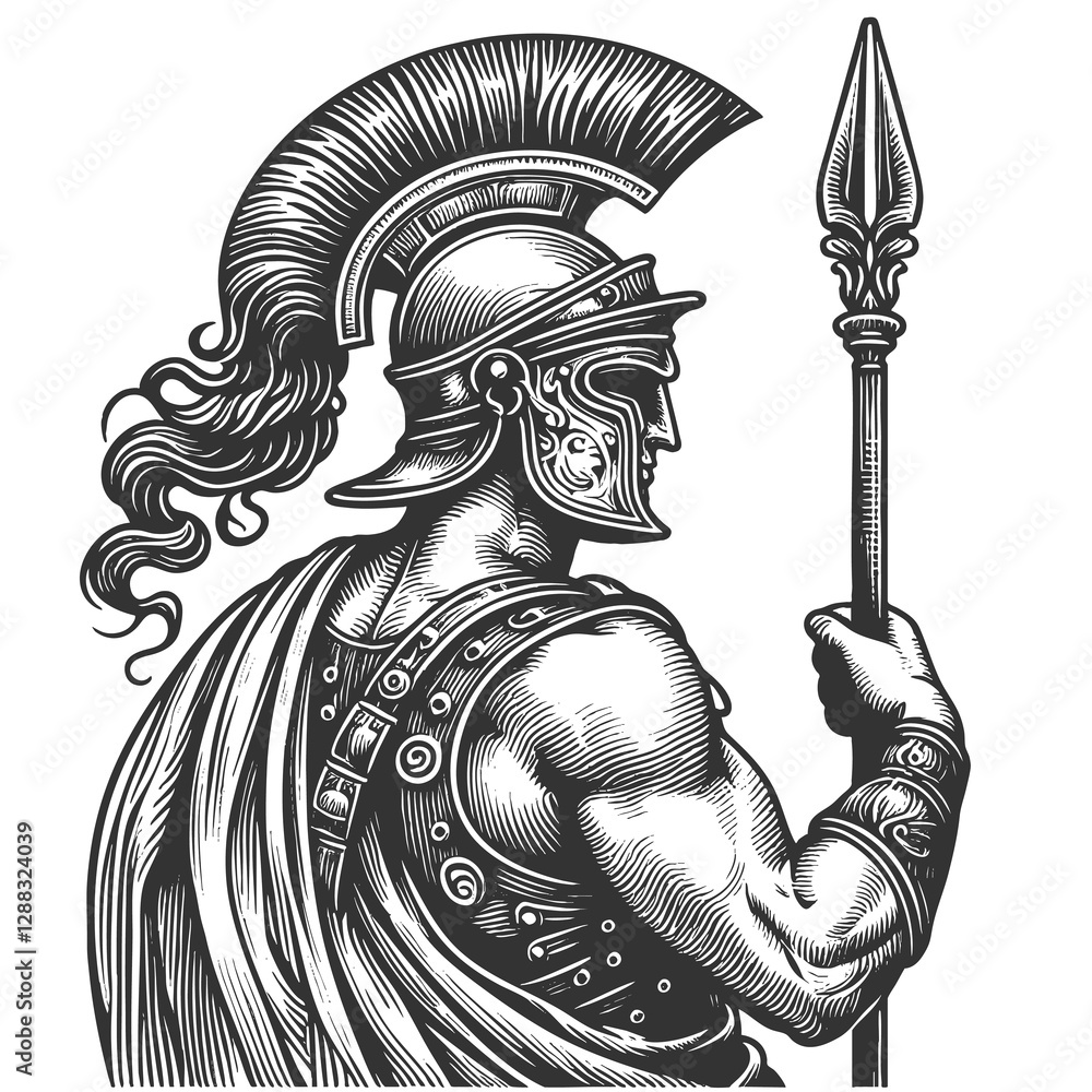 Obraz premium Ancient Roman Soldier raster illustration