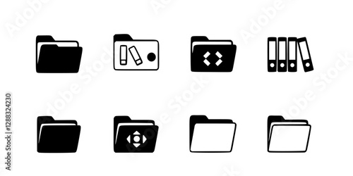 data folder icon in different style vector illustration. two colored and black data folder vector icons designed in filled, outline, line and stroke style can be used for web, mobile, ui