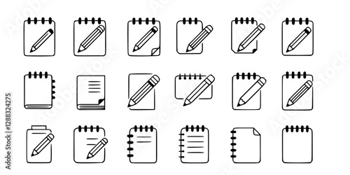 note icon in different style vector illustration. two colored and black note vector icons designed in filled, outline, line and stroke style can be used for web, mobile, ui