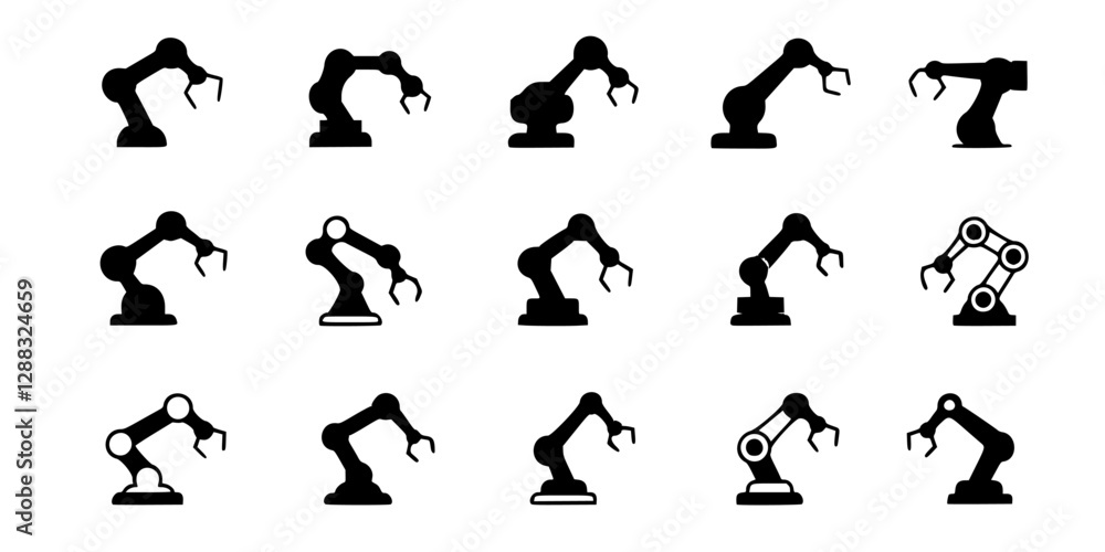 industrial robot icon in different style vector illustration. two colored and black industrial robot vector icons designed in filled, outline, line and stroke style can be used for web, mobile, ui industrial robot icon in different style vector illustration. two colored and black industrial robot vector icons designed in filled, outline, line and stroke style can be used for web, mobile, ui